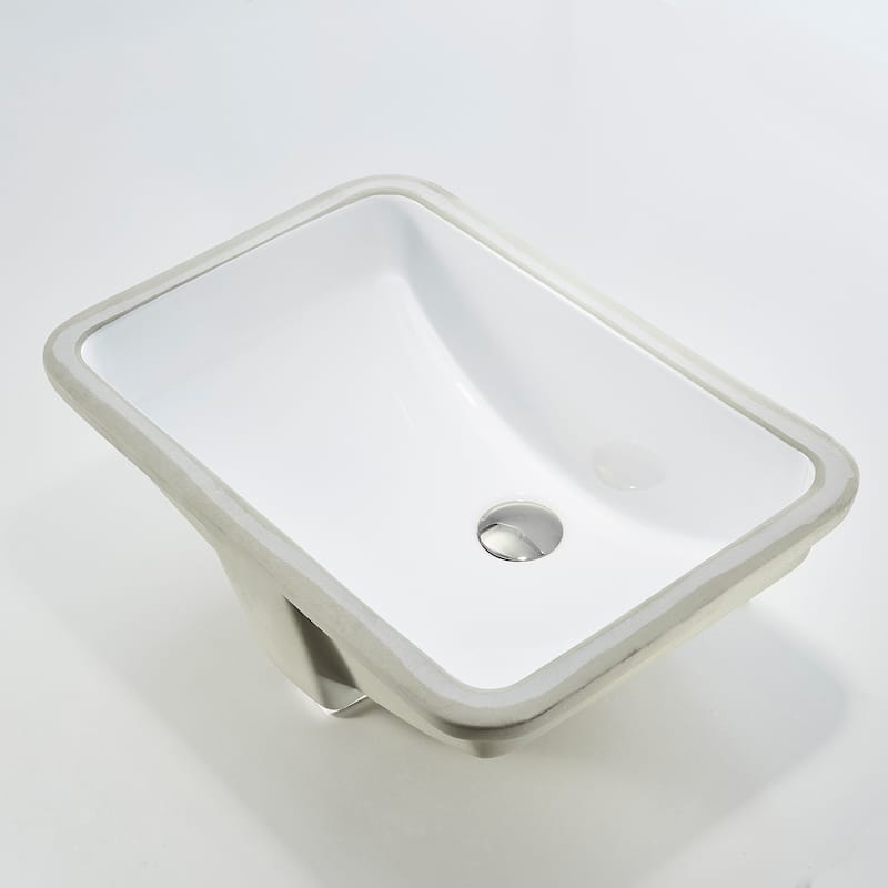 CB HOME 20'' x 14'' Undermount Bathroom Vanity Sink, Rectangle White Ceramic Bathroom Sink-(20-5/8''x14-1/2''x8-1/4'') - 20''X14''X8'' - White
