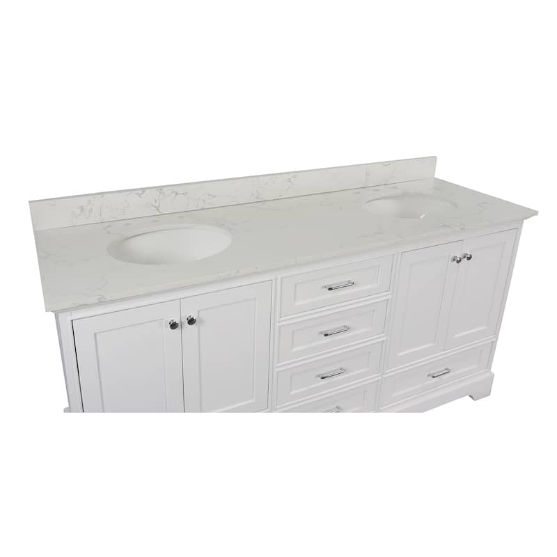 KitchenBathCollection Harper 72" Double Bathroom Vanity with Engineered Marble Top