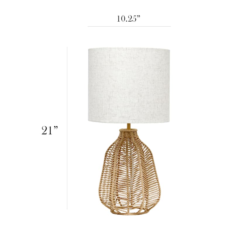 21 in. Coastal Paper Rope Rattan Table Lamp