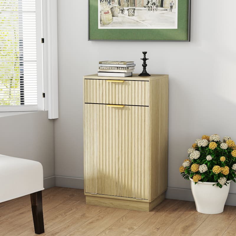 GDFStudio - Harper 13-Gallon Woodgrain Tilt-Out Cabinet with Textured Drawer & Hidden Waste Bin - 10-Gallon