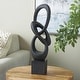 preview thumbnail 1 of 6, Black Polystone Intertwined Loop Abstract Decorative Sculpture with Block Base Black