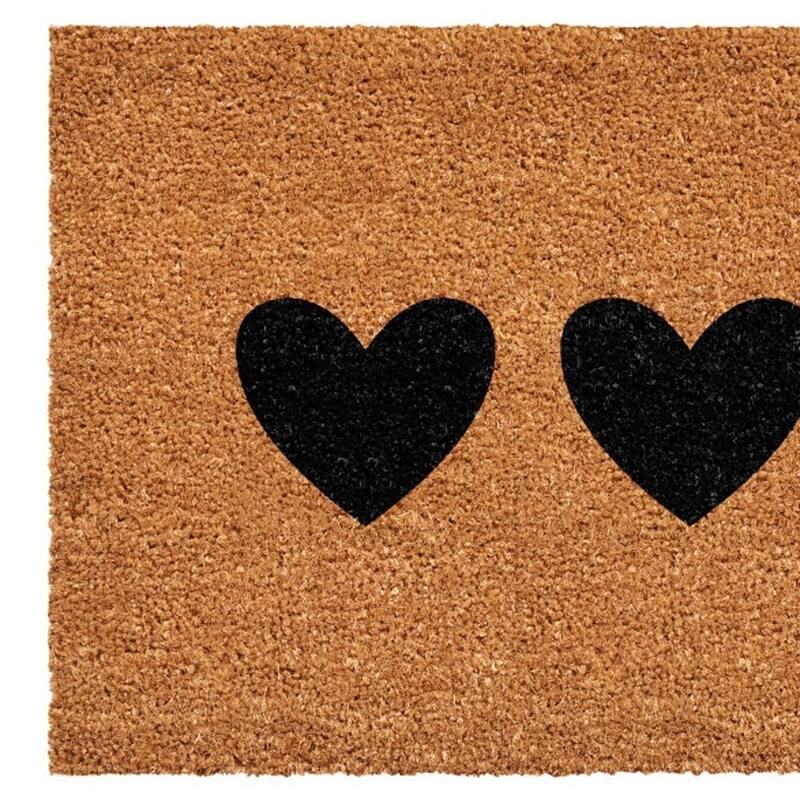 HomeRoots 30" X 48" Brown And Black Three Hearts Outdoor Coir Door Mat - 30.00' X '48.00