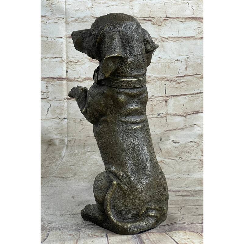 Hot Cast Bronze Puppy Dog Begging Signed Original Art Sculpture Statue Figure