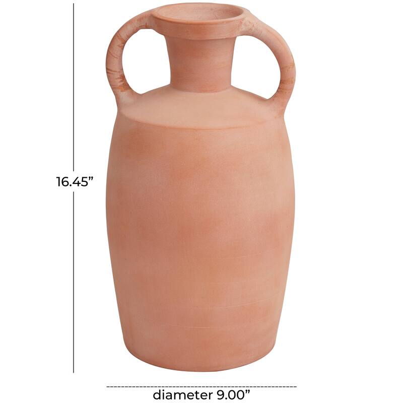 Orange Ceramic Terracotta Jug Vase with Handles