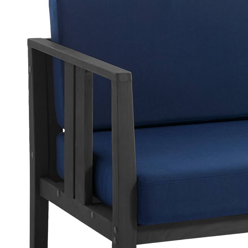 Casual 53"W Outdoor Patio Loveseat Set In Solid Teak Wood with Cushion