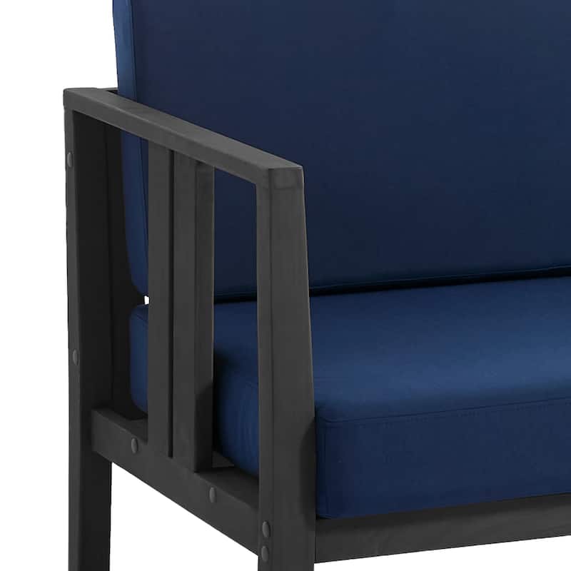 Casual Teak Wood Outdoor Patio Loveseat with Cushions