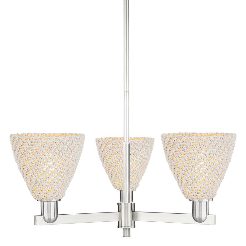 Innovations Lighting 716-3CR-12-18 Natural Ballston Dome Chandelier - Satin Nickel / Natural