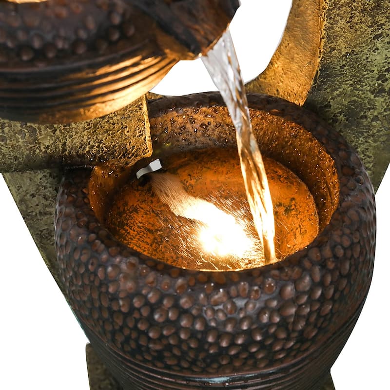 40-inch H Outdoor Water Fountain Modern Waterfall Fountain for Patio