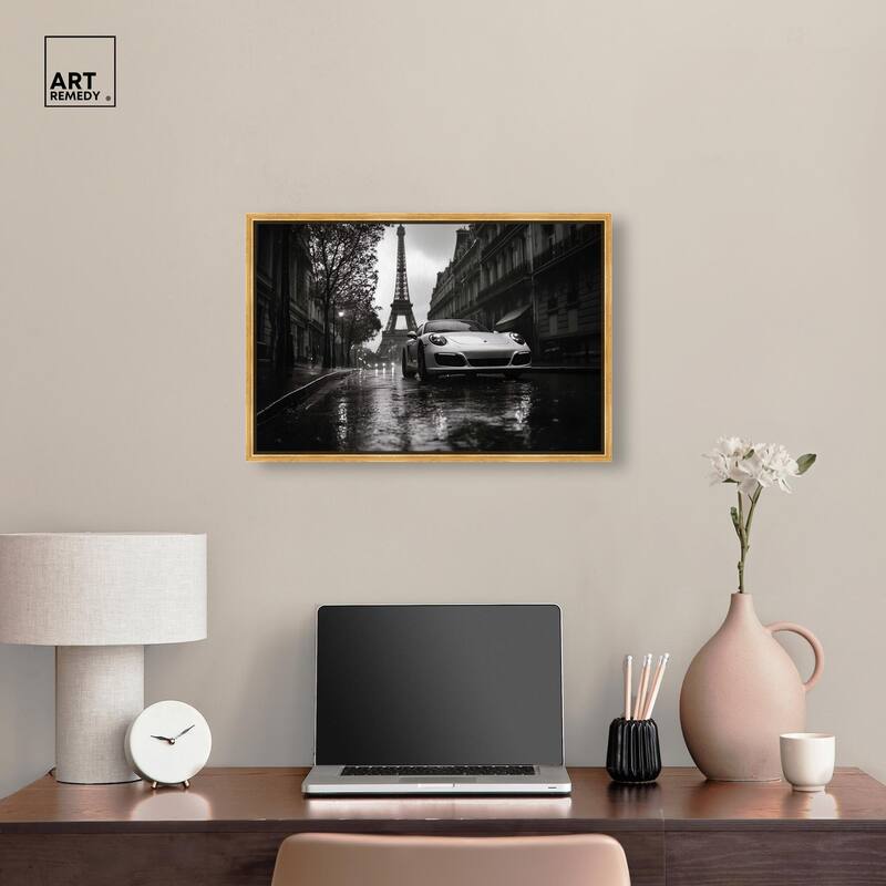 Driving in the Rain Paris Canvas by Art Remedy