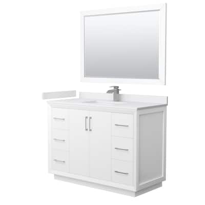 Strada 48-Inch Single Vanity Set, Cultured Marble Top, 46-Inch Mirror