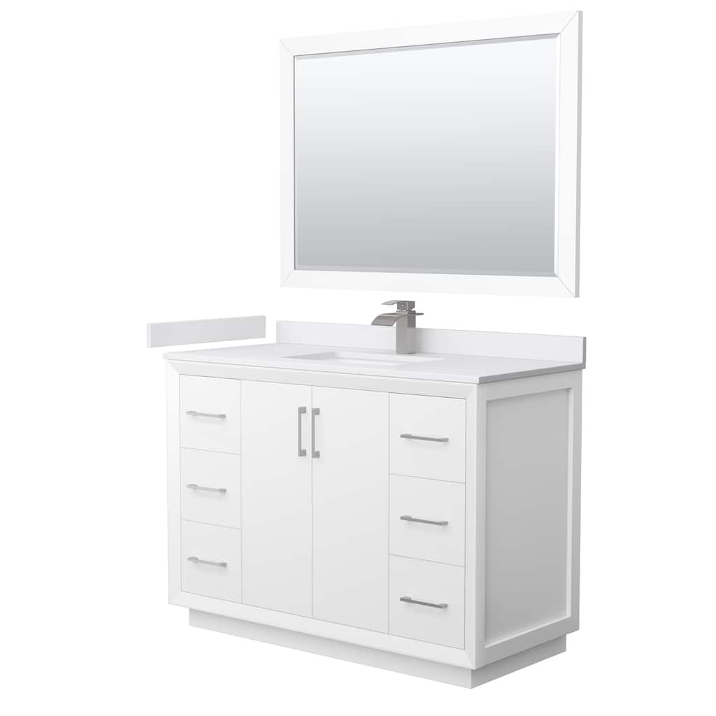 Strada 48-Inch Single Vanity Set, Cultured Marble Top, 46-Inch Mirror