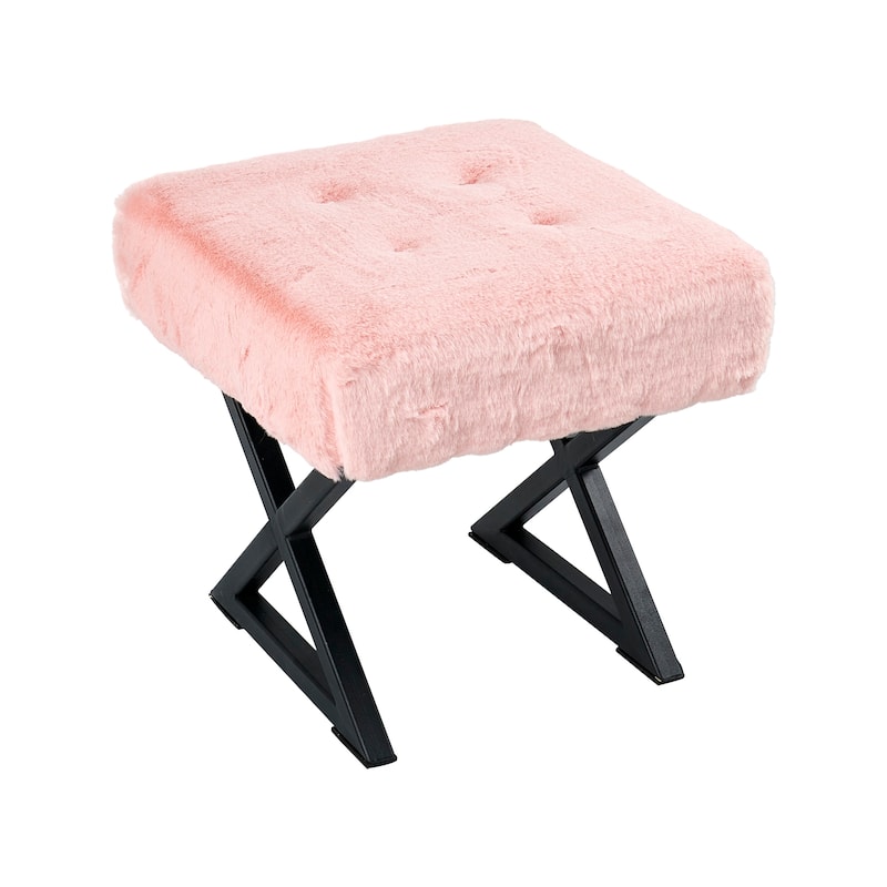 FauxFur Ottoman Vanity Stool 19"X19"X19".