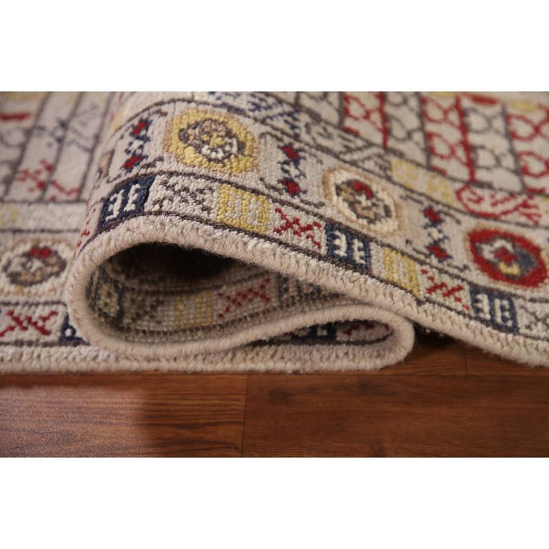 Tribal Geometric Khotan Runner Rug Hallway Handmade Wool Carpet - 2'6"x 10'0"