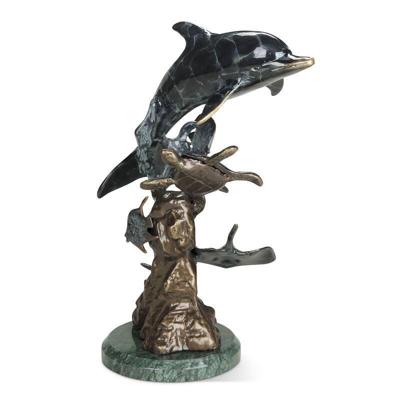 Spi Cast Aluminum Imitation Dolphin And Undersea Friends 12" X 8" X 5.5" 2.35 - 12 X 8 X 5.5 inches