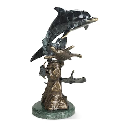 Spi Cast Aluminum Imitation Dolphin And Undersea Friends 12" X 8" X 5.5" 2.35 - 12 X 8 X 5.5 inches