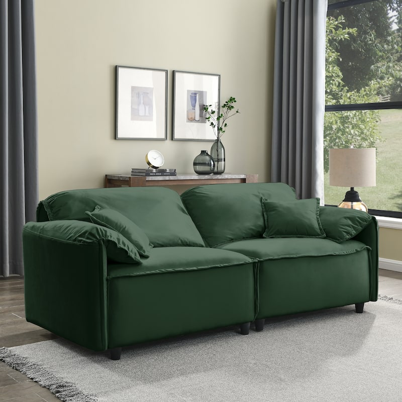 Green Modern Velvet Upholstery Living Room Sofa Set with Soft Back