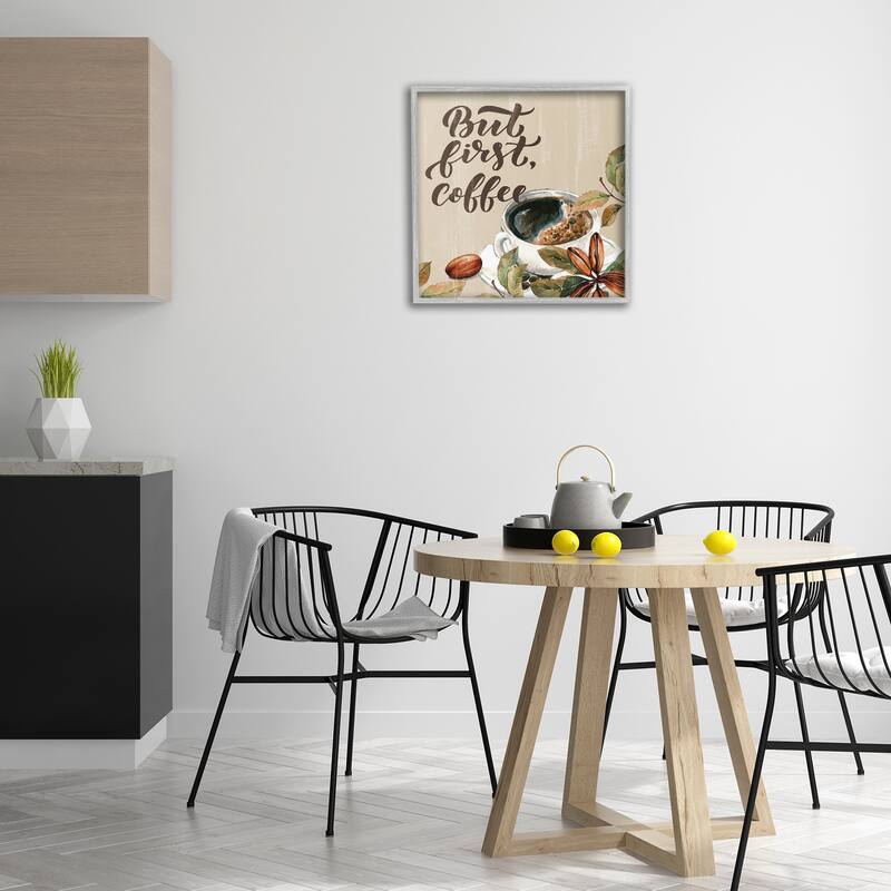 Stupell Rustic But First Coffee Framed Giclee Art Design By Kim Allen