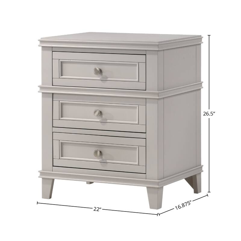 3-Drawer Nightstand with USB Charging Port and Poplar Solids