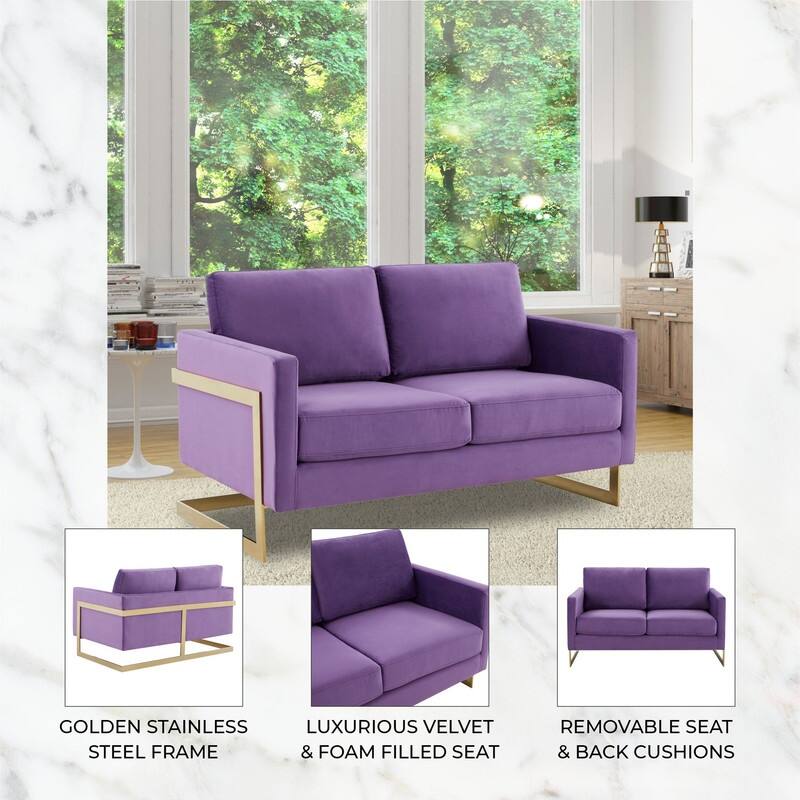 Lincoln Velvet 2-Seater Sofa with Foam Cushions Pocket Spring Stainless Steel Base Removable Cushion Fully Assembled