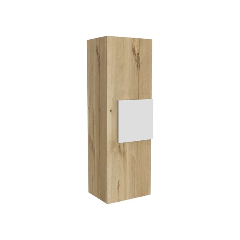 HomeRoots Light Oak and White Multi Purpose Vertical Hanging Cabinet