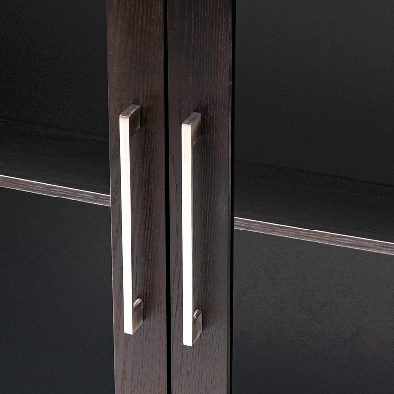 Wood Storage Cabinet with Three tempered glass doors and Adjustable Shelf