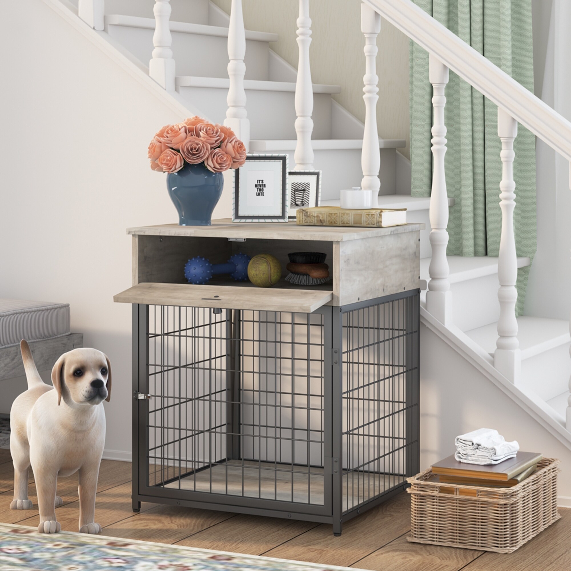 Dog crate hotsell entry table