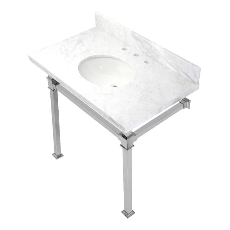 Kingston Brass Monarch 22" Wall Mounted Oval Marble Lavatory Console - Marble White / Polished Chrome