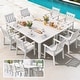 preview thumbnail 23 of 36, WINSOON 10-Piece HIPS All Weather Outdoor Patio Dining Sets with Umbrella Hole& Aluminum Frame,2-Table 8-Chairs White