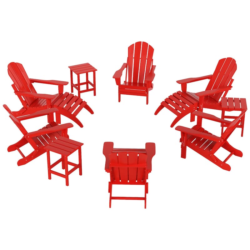 Laguna Hdpe All Weather Outdoor Patio Foldable Adirondack Chairs Conversation Set (12-Piece Set)