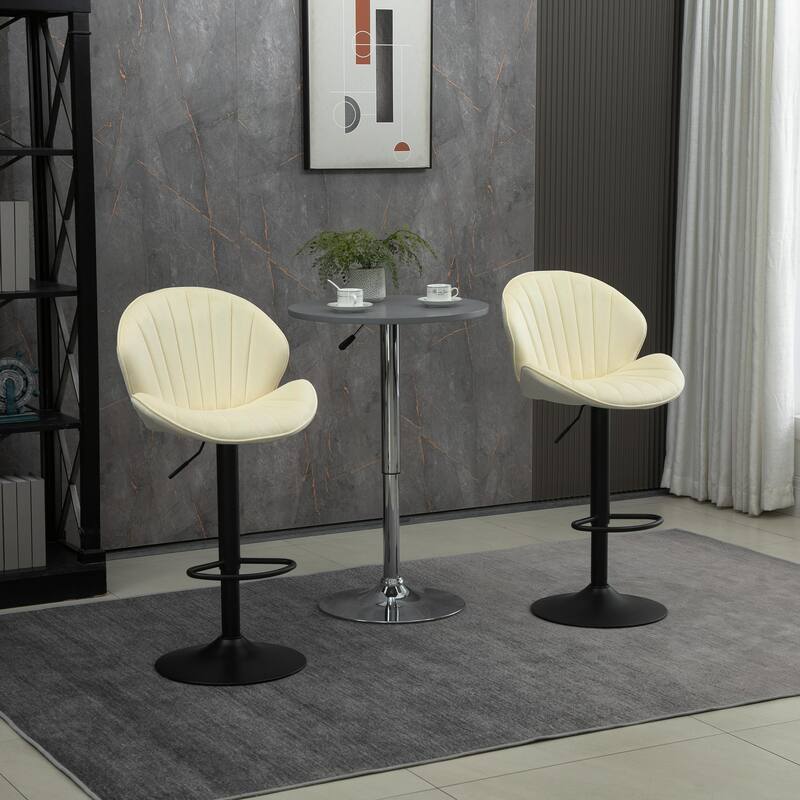 Set of 2 Adjustable Barstools with Back and Footrest