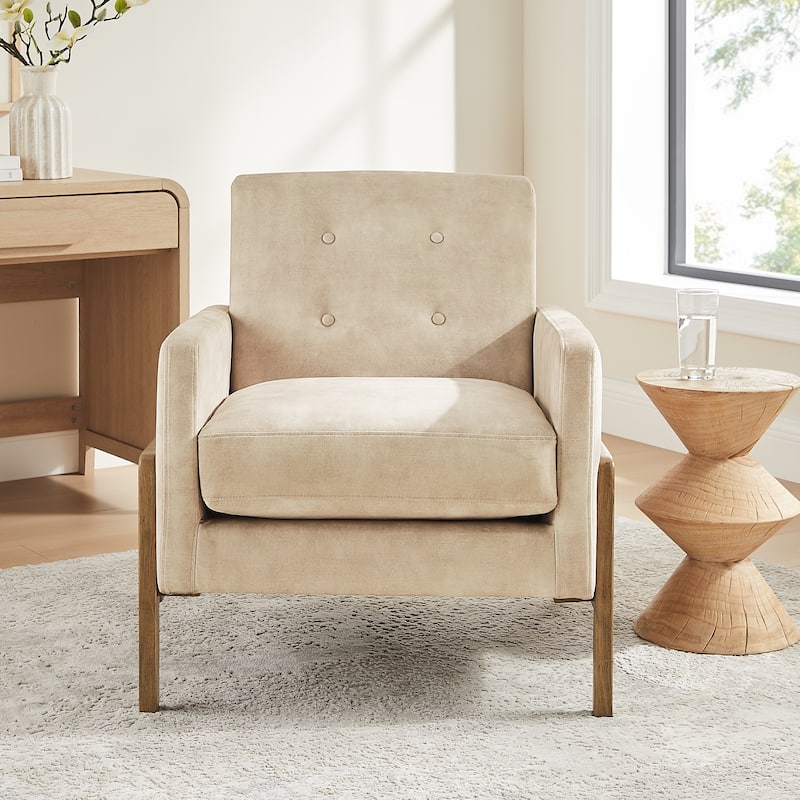 Margrate Wood Arm Tufted Back Accent Chair by Greyson Living - Sand