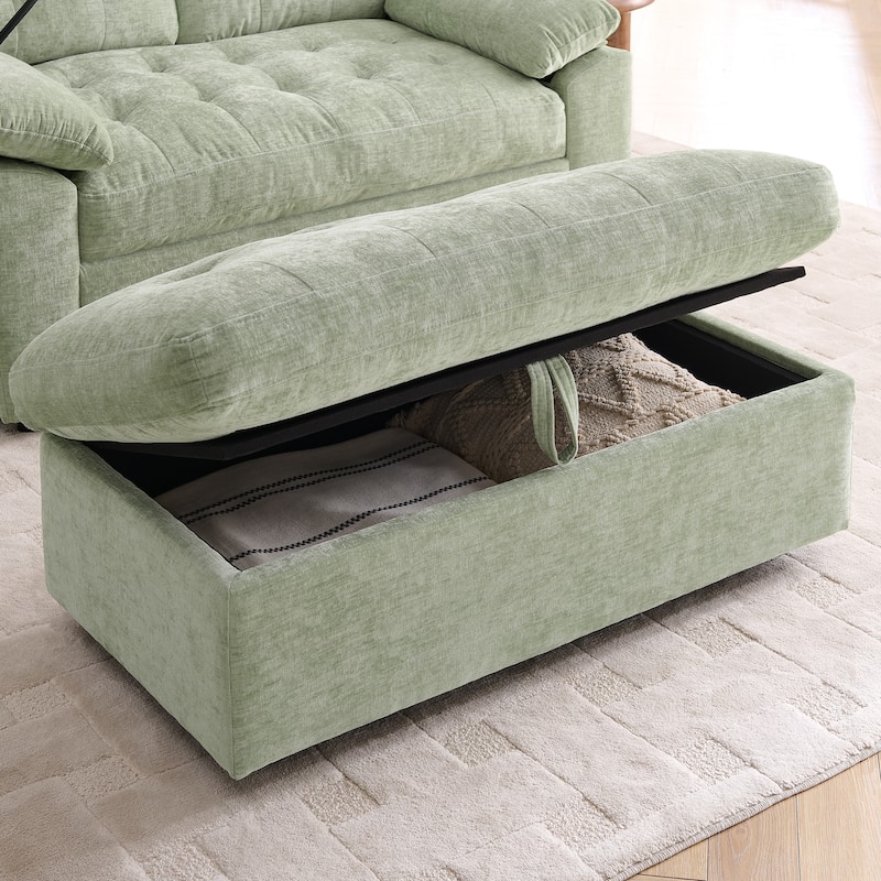 Double Recliner Chair with Adjustable Backrest, Storage Ottoman, USB Port & Phone Stand