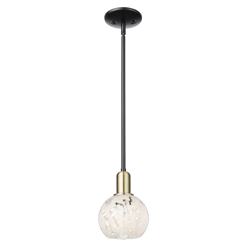 Innovations Lighting Endless Possibilities Arcadia - White Mouchette - 1 Light 6" Stem Hung Mini Pendant - Black Antique Brass