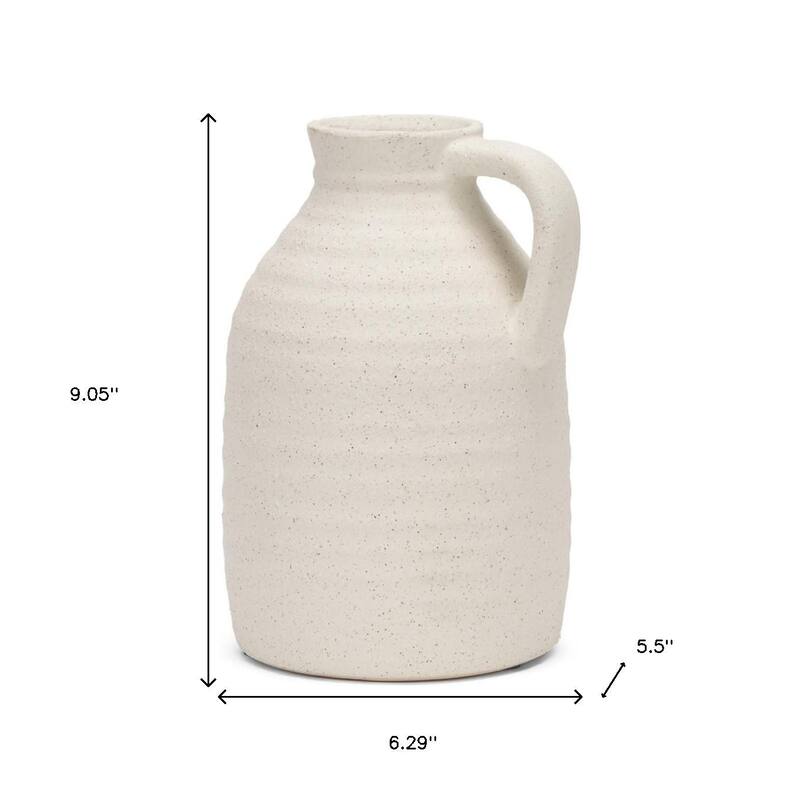 9" Off White Ceramic Jug Table Vase - 6.29