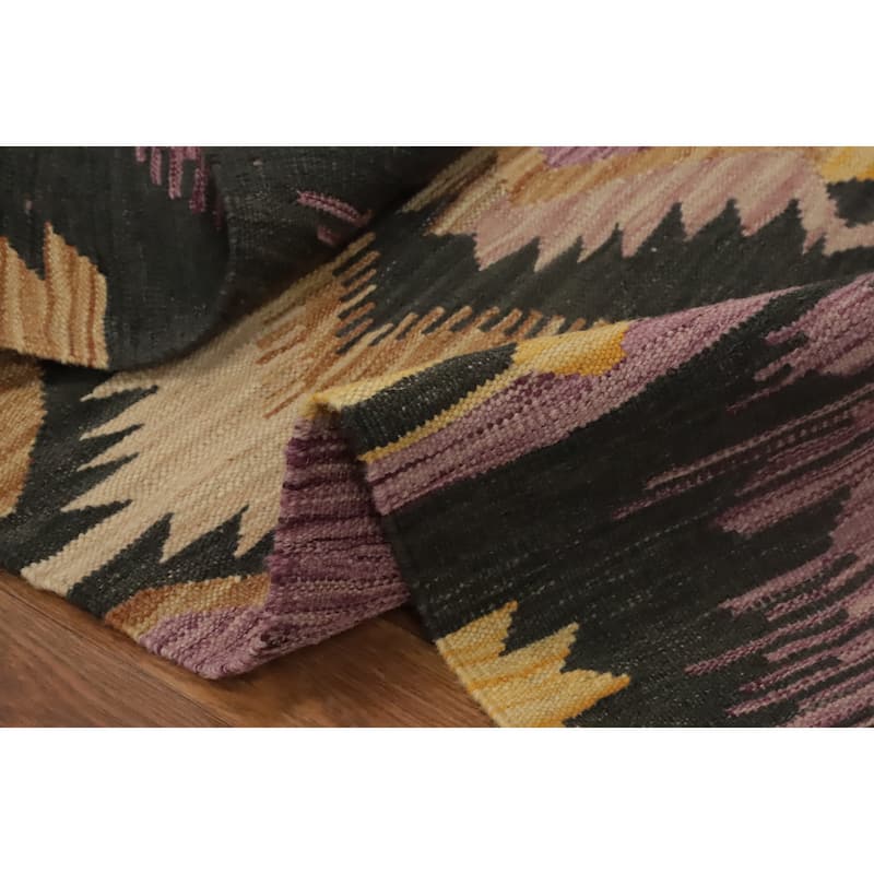 Hand Woven Oriental 100% Wool Carpet Southwestern Tribal Purples Kilim Area Rug - 5' 0'' X 3' 3''