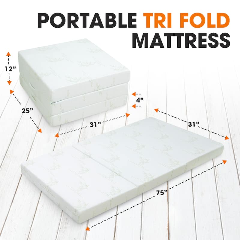 Cheer Collection Tri-fold 4-inch Folding Futon Mattress