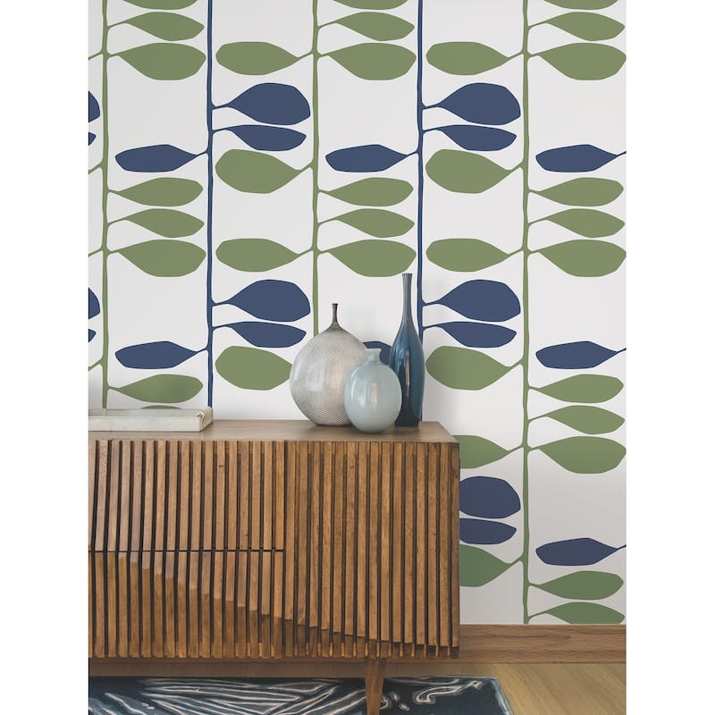 York Wallcoverings Sculpted Vines Alpine and Ultramarine Wallpaper