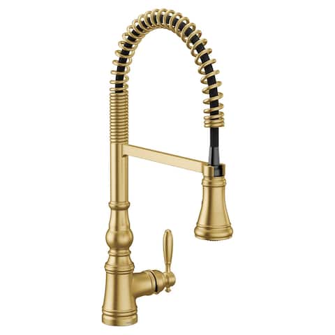 Moen One-Handle Pre-Rinse Spring Pulldown Kitchen Faucet Brushed Gold (S73104BG)