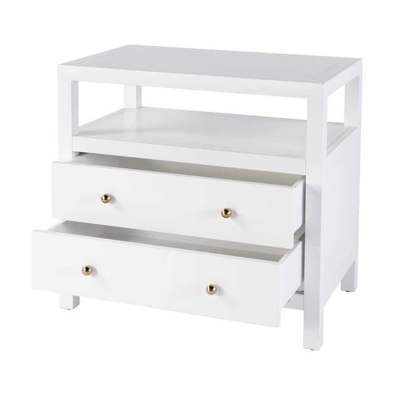 Nora 2-Drawer Wood Wide Nightstand