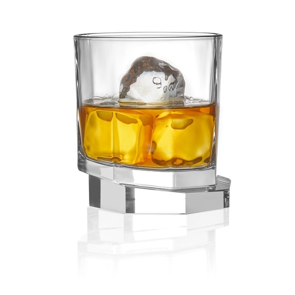 JoyJolt Octagon Aqua Vitae 10.5 oz Crystal Whiskey Glass, Set of two Off Base Old Fashioned Glasses. Opens flyout.