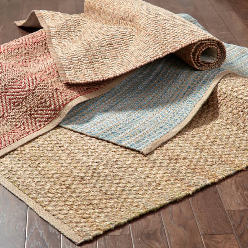 Nevaeh Green Striped Hand-Woven Jute Indoor Area Rug by Sevita