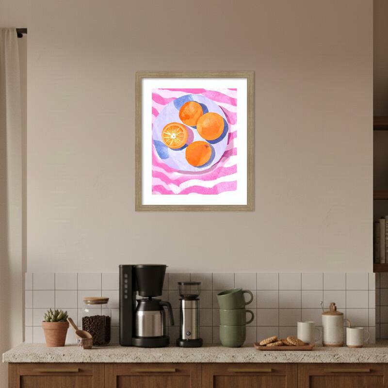 Orangen auf Teller by Ohkimiko Wood Framed Wall Art Print