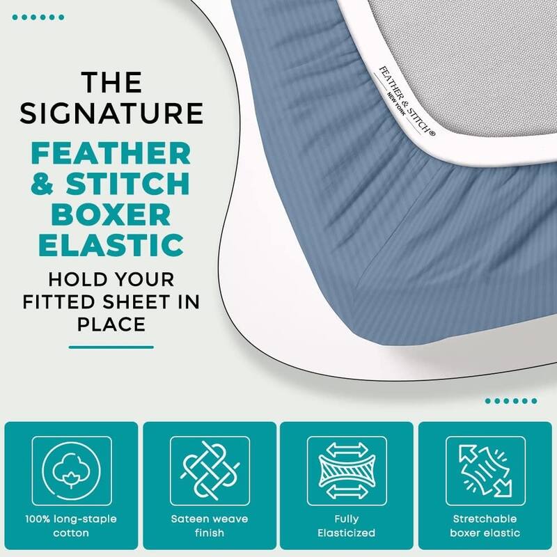 Feather & Stitch 500 Thread Count Damask Stripe ONLY Fitted Sheet