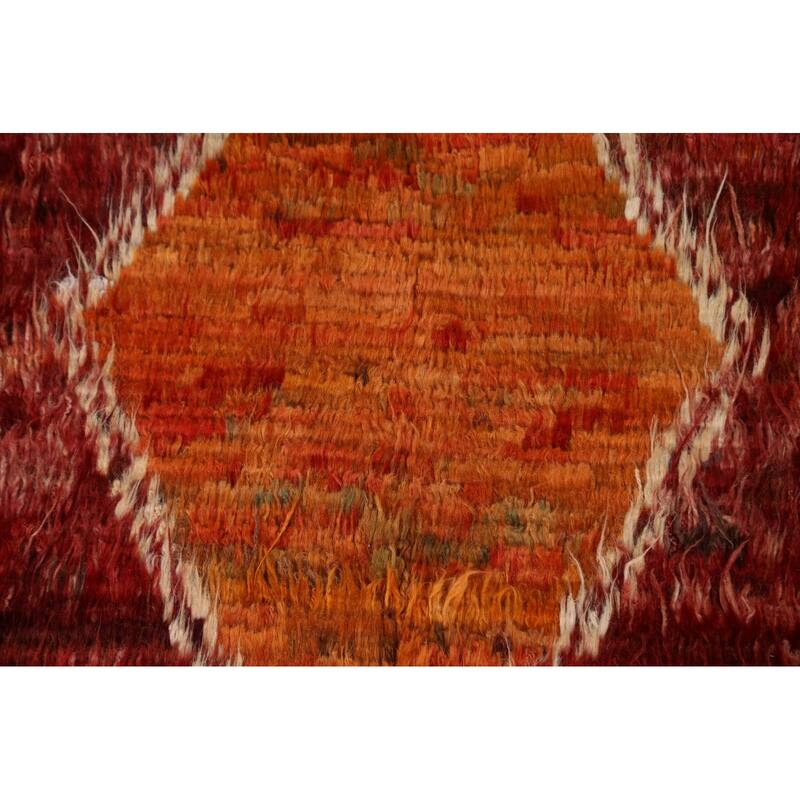 Hand Knotted Oriental 100% Wool Carpet Modern Tribal Red Moroccan Area Rug - 9' 10'' X 6' 10''