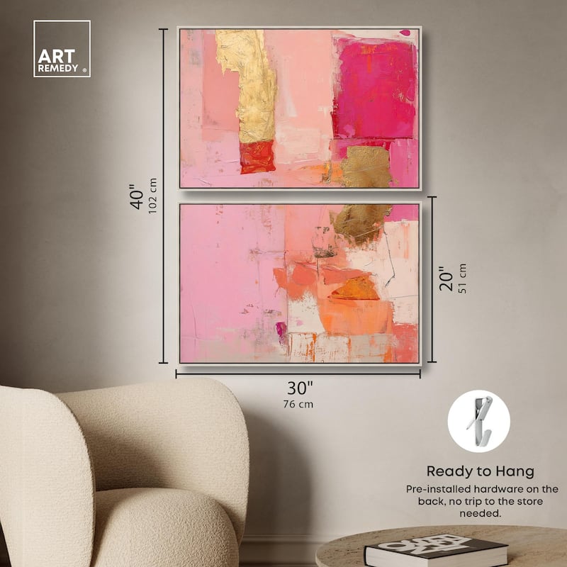 Petal Patchwork I Canvas Set of 2 by Art Remedy