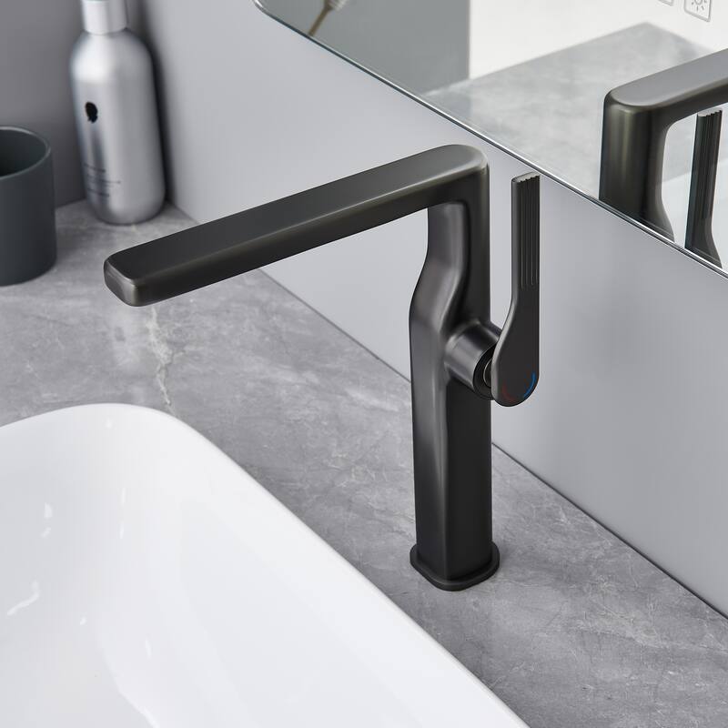 10-1/4"H Solid Brass Single-handle Bathroom Sink Faucet Optional Drain Assembly