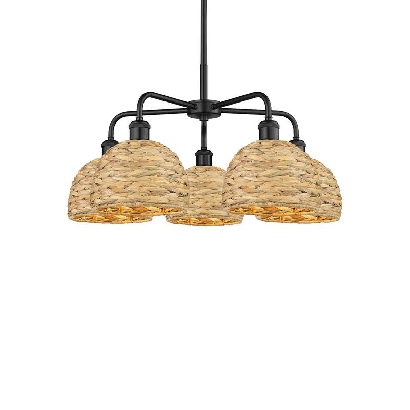 Innovations Lighting 516-5CR-15-27 Woven Rattan Chandelier Woven - Matte Black / Natural