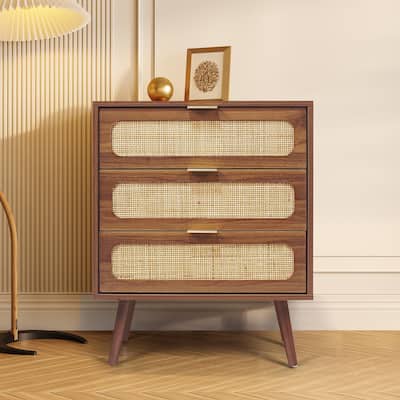 3-Drawer Wood Storage Nightstand
