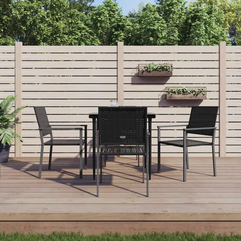 vidaXL 3/5/7/9 Piece Patio Dining Set with Cushions Poly Rattan and Steel
