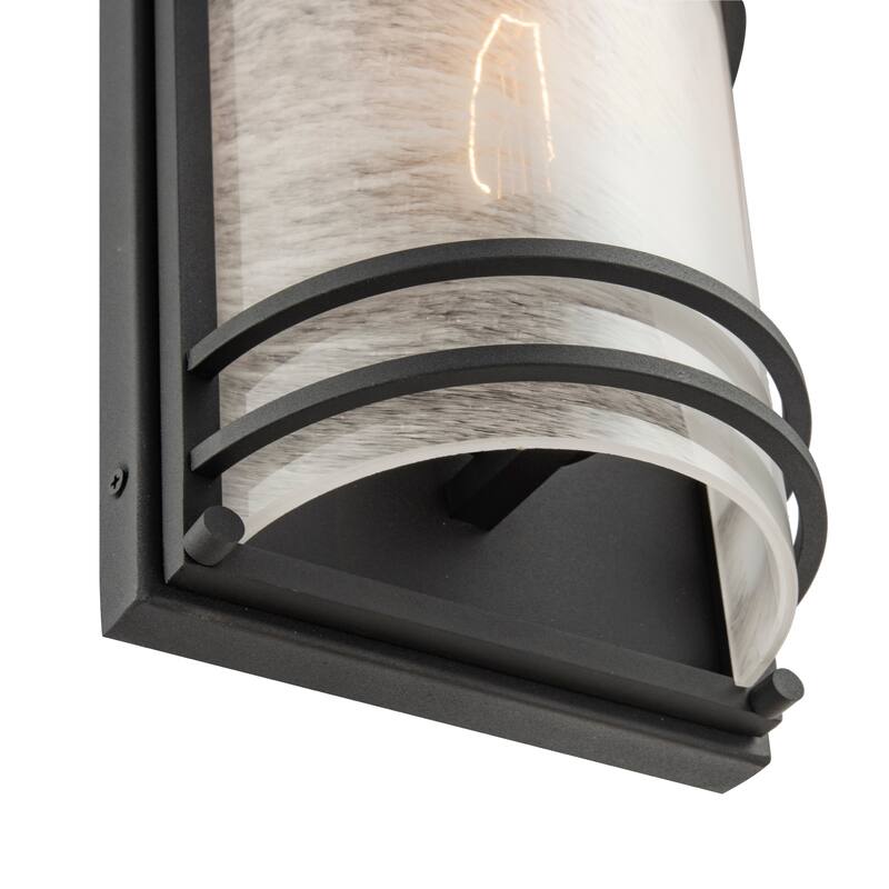 Artcraft Keswick - 1-Light Outdoor Wall Sconce - Black Finish - White Swearl Glass Shade